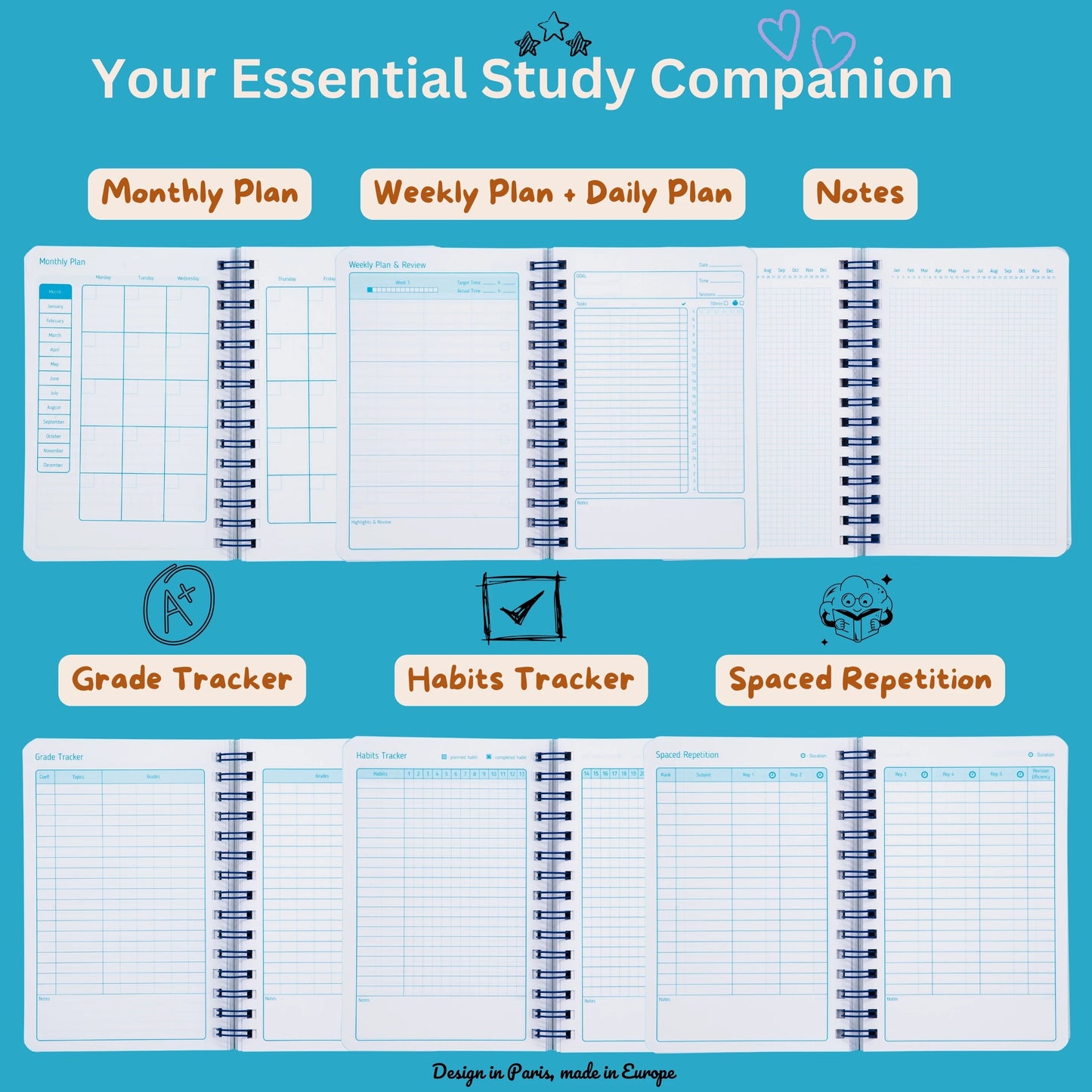cozygloo Planner Étudiant Quotidien Non Daté | Daily To-Do List | Révisions Examen Concours | Technique Pomodoro