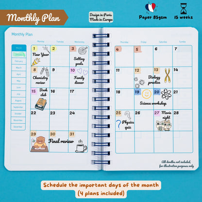 cozygloo Planner Étudiant Quotidien Non Daté | Daily To-Do List | Révisions Examen Concours | Technique Pomodoro