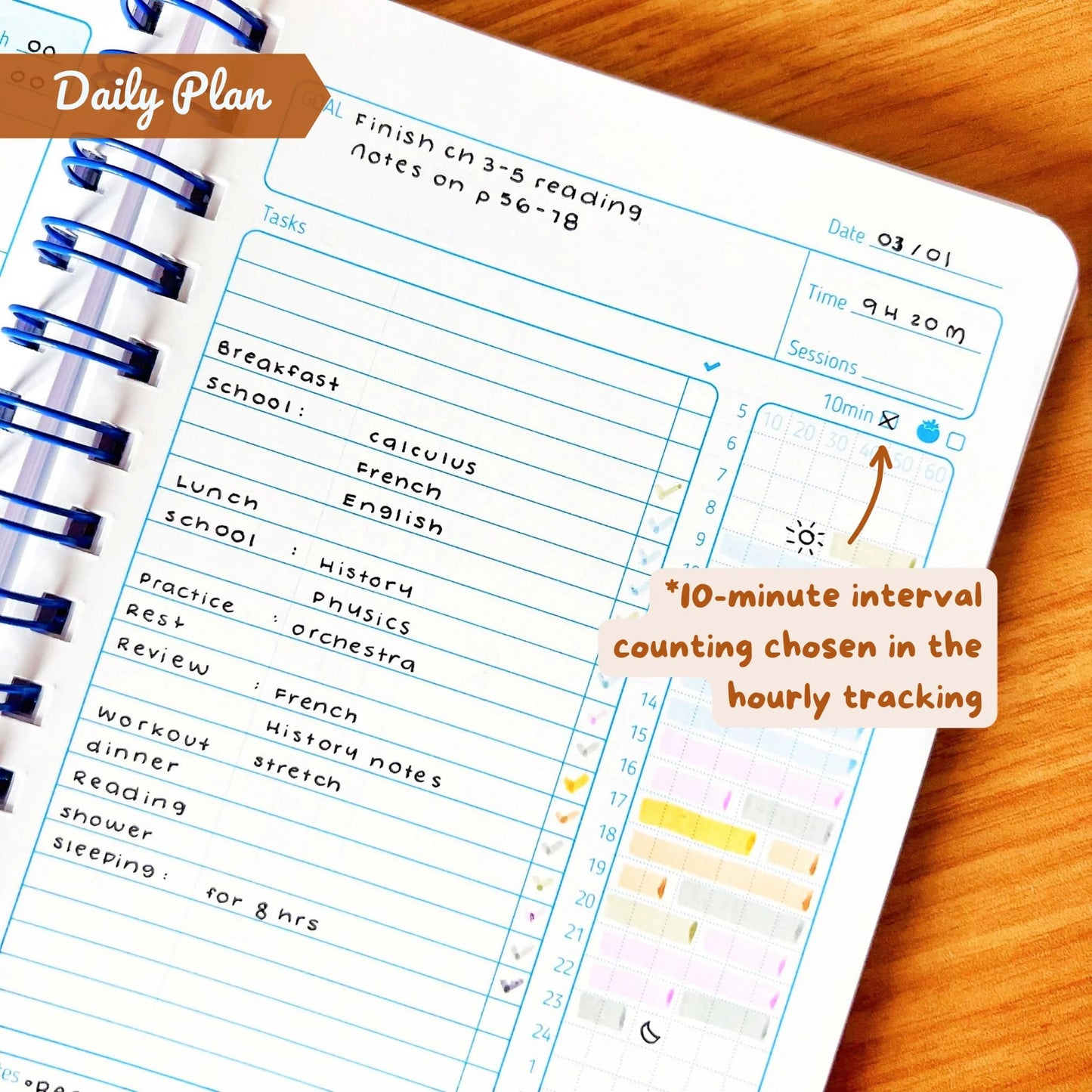 cozygloo Planner Étudiant Quotidien Non Daté | Daily To-Do List | Révisions Examen Concours | Technique Pomodoro